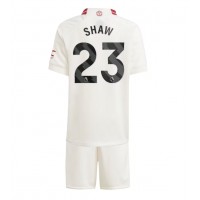 Manchester United Luke Shaw #23 Tretí Detský futbalový dres 2023-24 Krátky Rukáv (+ trenírky)